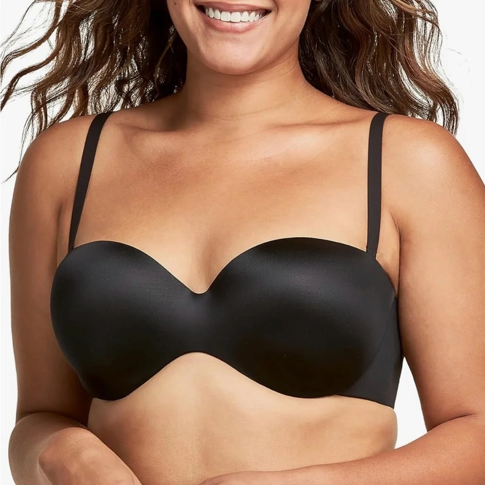 NWT Maidenform Strapless Bra Stay‎ up Power Band Black Womens 42D
